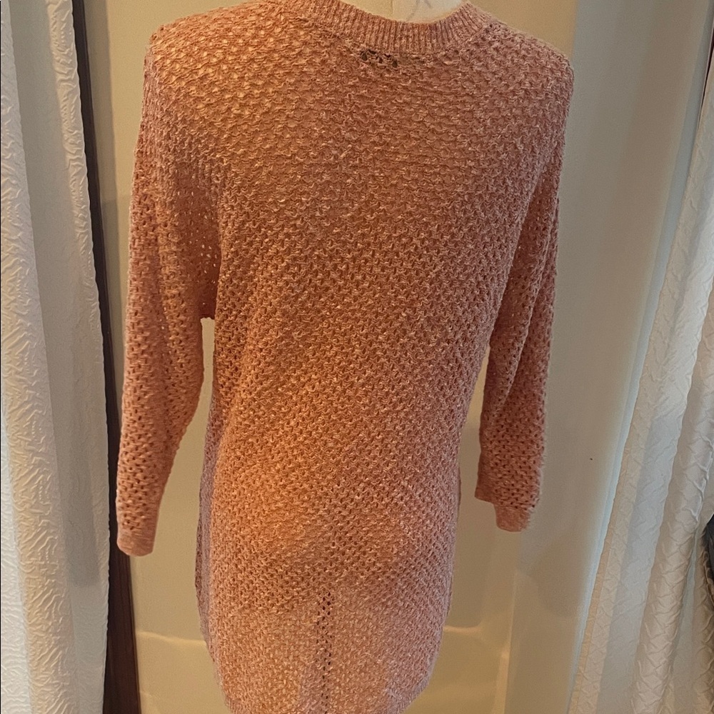 Hinge Pink Peach V-Neck Knit Sweater Small - Picture 7 of 8